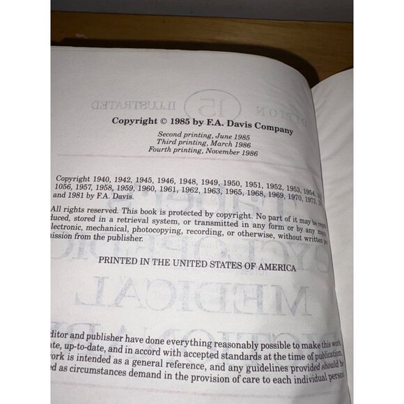 Tabers Cyclopedic Medical Dictionary 15th Edition Hardcover By F.A. Davis 1985 - Picture 11 of 16